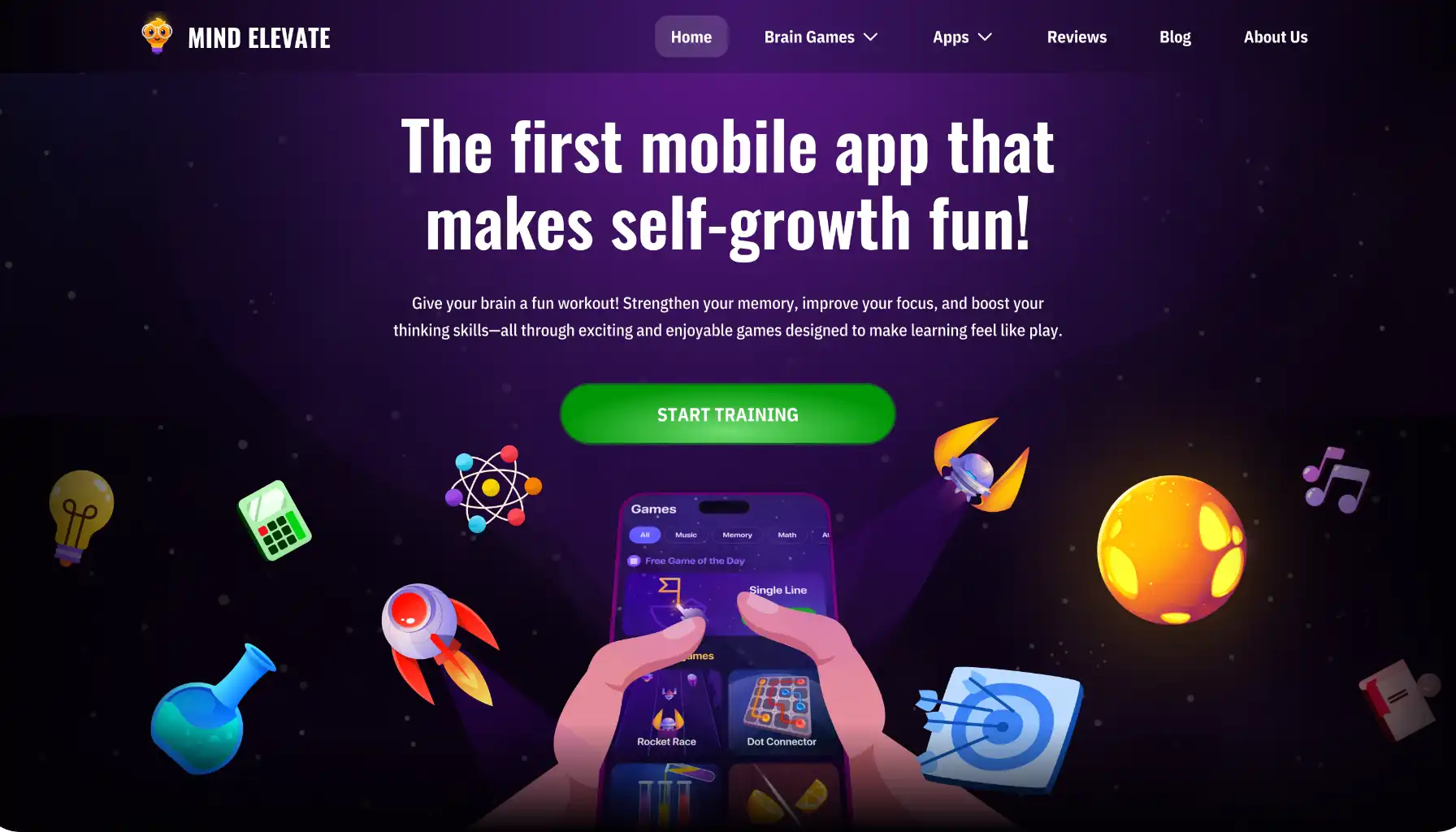 Mind Elevate app page website